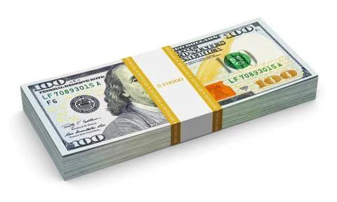 Stack of new 100 US dollar banknotes Stock Photos