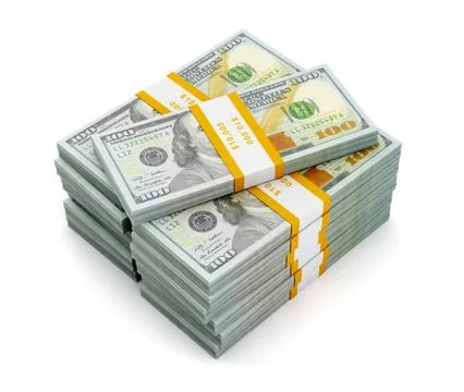 Stack of new 100 US dollars 2013 edition banknotes Illustrazione stock