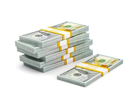 Stack of new 100 US dollars 2013 edition banknotes Stock Illustration