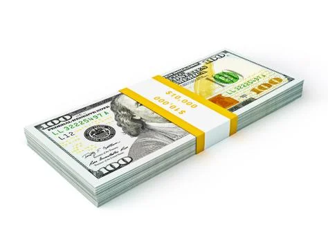 Stack of new 100 US dollars 2013 edition banknotes Illustrazione stock