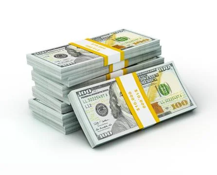 Stack of new 100 US dollars 2013 edition banknotes Illustrazione stock