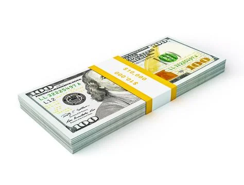 Stack of new 100 US dollars 2013 edition banknotes Illustrazione stock