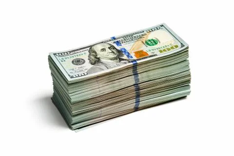 Stack of new 100 us dollars 2013 edition banknote 스톡 사진