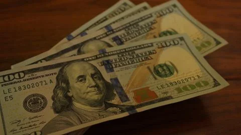 Stack of New American Hundred Dollar Bills Stock Photos