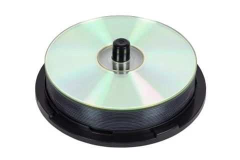 Stack of new CDs on spool Stock Photos
