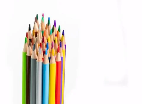 Stack of new colored pencils Stock Photos