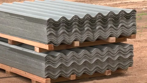 Stack of new corrugated slate sheets. Stock Footage 249923360