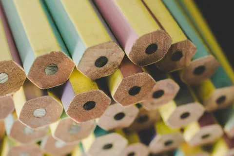 Stack of new pencils background and texture . Stock Photos