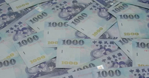 Stack of the New taiwan dollar Stock Footage 142140462