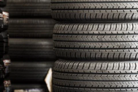 Stack of new tires Stock Photos