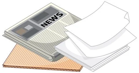 Stack of Newspaper, Blank Paper, and Cardboard Illustration Stock Illustration