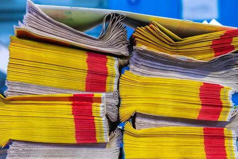Stack of newspaper in print shop Stock Photos