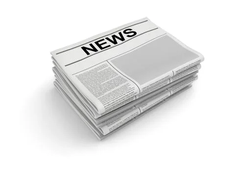 Stack of newspaper on white. Blank newspaper. Stock Illustration