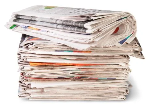 Stack of newspapers and the roll Stock Photos