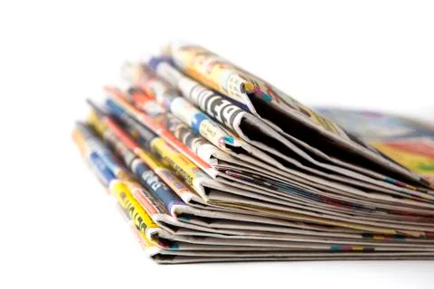 Stack of newspapers close-up Stock Photos