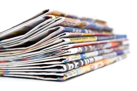 Stack of newspapers close-up Stock Photos
