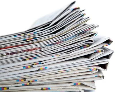Stack of newspapers close-up Stock Photos