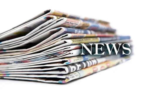 Stack of newspapers with news closeup Stock Photos