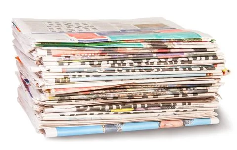 Stack Of Newspapers Stack Of Newspapers Isolated On White Background (Lice... Stock Photos