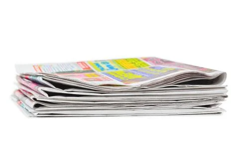 Stack of newspapers Stack of newspapers isolated on white background (Lice... 스톡 사진