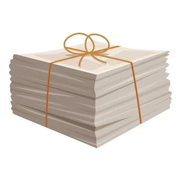 Stack of newspapers tied with string isolated on white background Stock Illustration