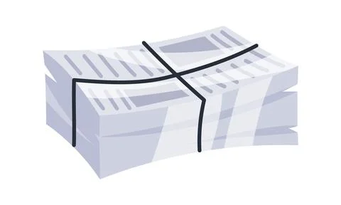 Stack of newspapers tied with string representing daily news and information Stock Illustration