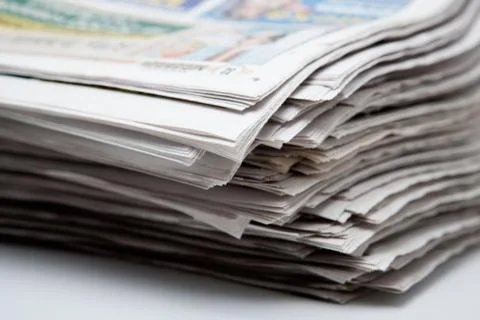 Stack of newspapers on a white background Stock Photos