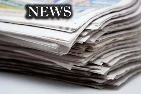 Stack of newspapers on a white background Stock Photos