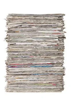 A stack of newspapers on a white background 库存照片