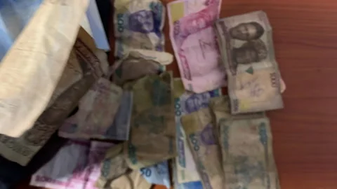 Stack of Nigerian cash Stock Footage 261119404