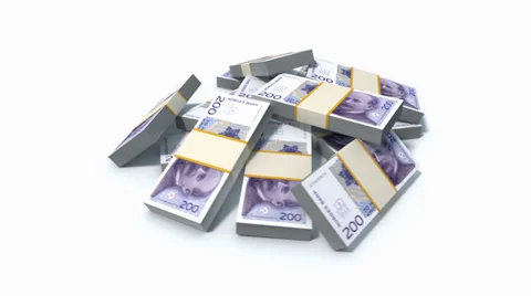 Stack of Norwegian Krone bills. Stock Footage 39394593