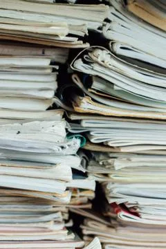 Stack of notebooks with notes Foto stock