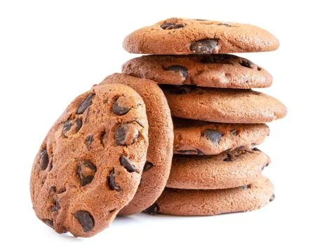 Stack of oatmeal cookies with chocolate Stock Photos