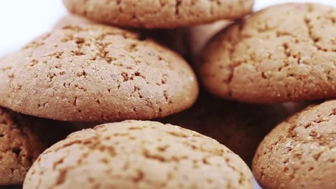 Stack of oatmeal cookies Stock Footage 82685165