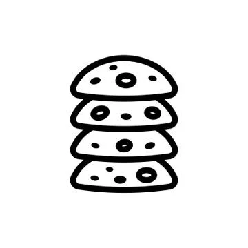 Stack of oatmeal cookies icon vector outline illustration Stock Illustration