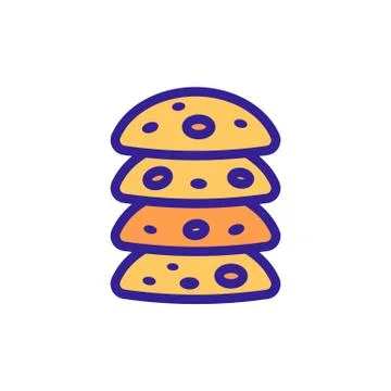Stack of oatmeal cookies icon vector outline illustration Stock Illustration