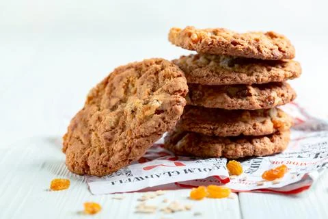 Stack of oatmeal cookies. 스톡 사진