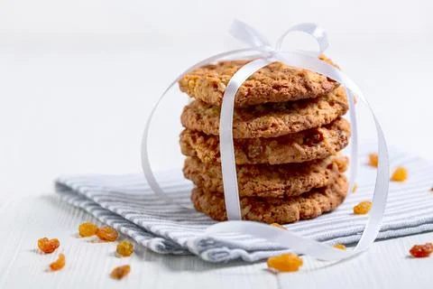 Stack of oatmeal cookies. 스톡 사진