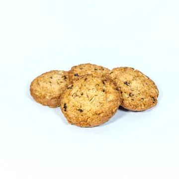 Stack of oatmeal cookies on white background Stock Photos