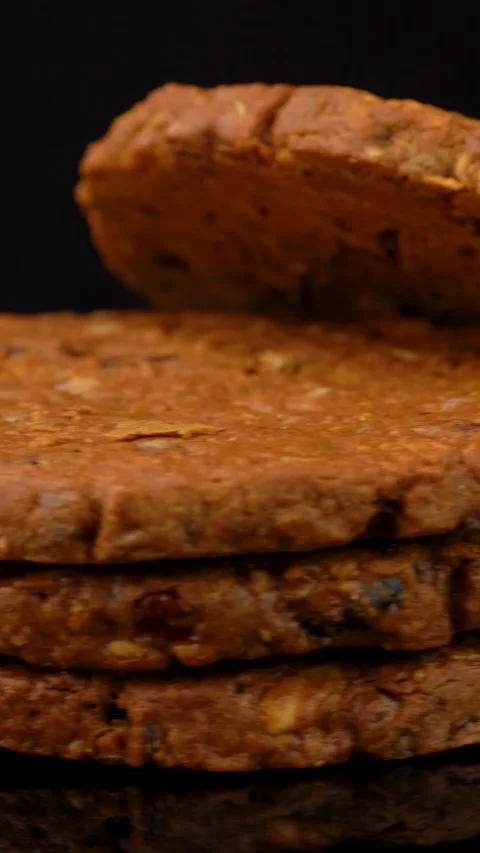 Stack of Oatmeal Seed Cookies Rotating Stock Footage 330517452