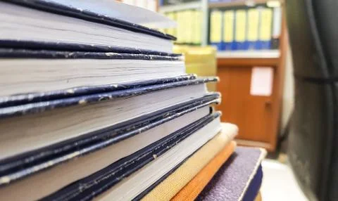 Stack of office document book on office background. Foto stock