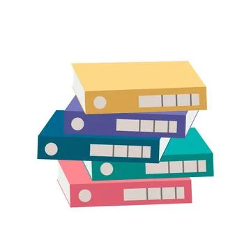 Stack of office folders with documents of different colors Stock Illustration