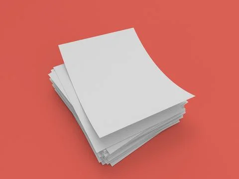 Stack of office paper on a red background. Stock Illustration