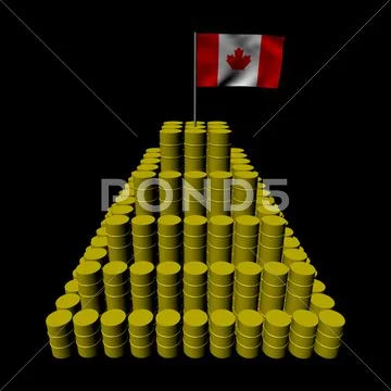Stack of oil barrels with canadian flag illustration Stock Illustration