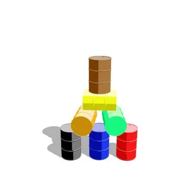 Stack of Oil barrels. Isolated on white background. Cartoon style. Stock Illustration