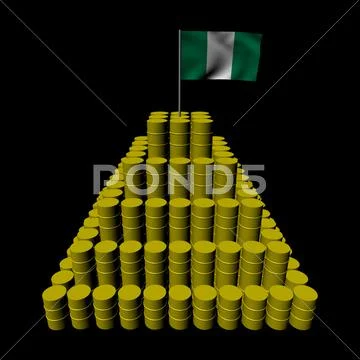 Stack of oil barrels with nigerian flag illustration Stock Illustrationen