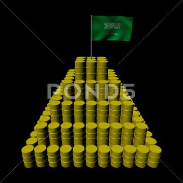 Stack of oil barrels with saudi arabia flag illustration Stock Illustrationen