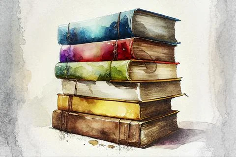 Stack of old antique books, illustration 스톡 일러스트