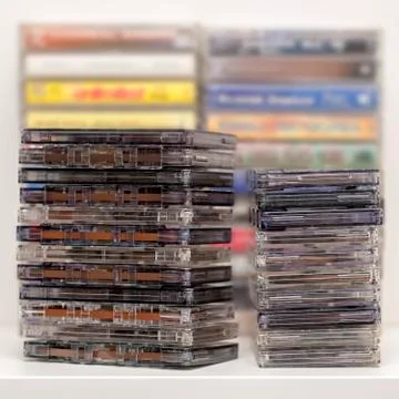 Stack of old audio cassettes Stock Photos