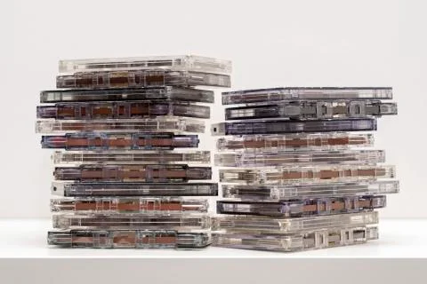 Stack of old audio cassettes Stock Photos